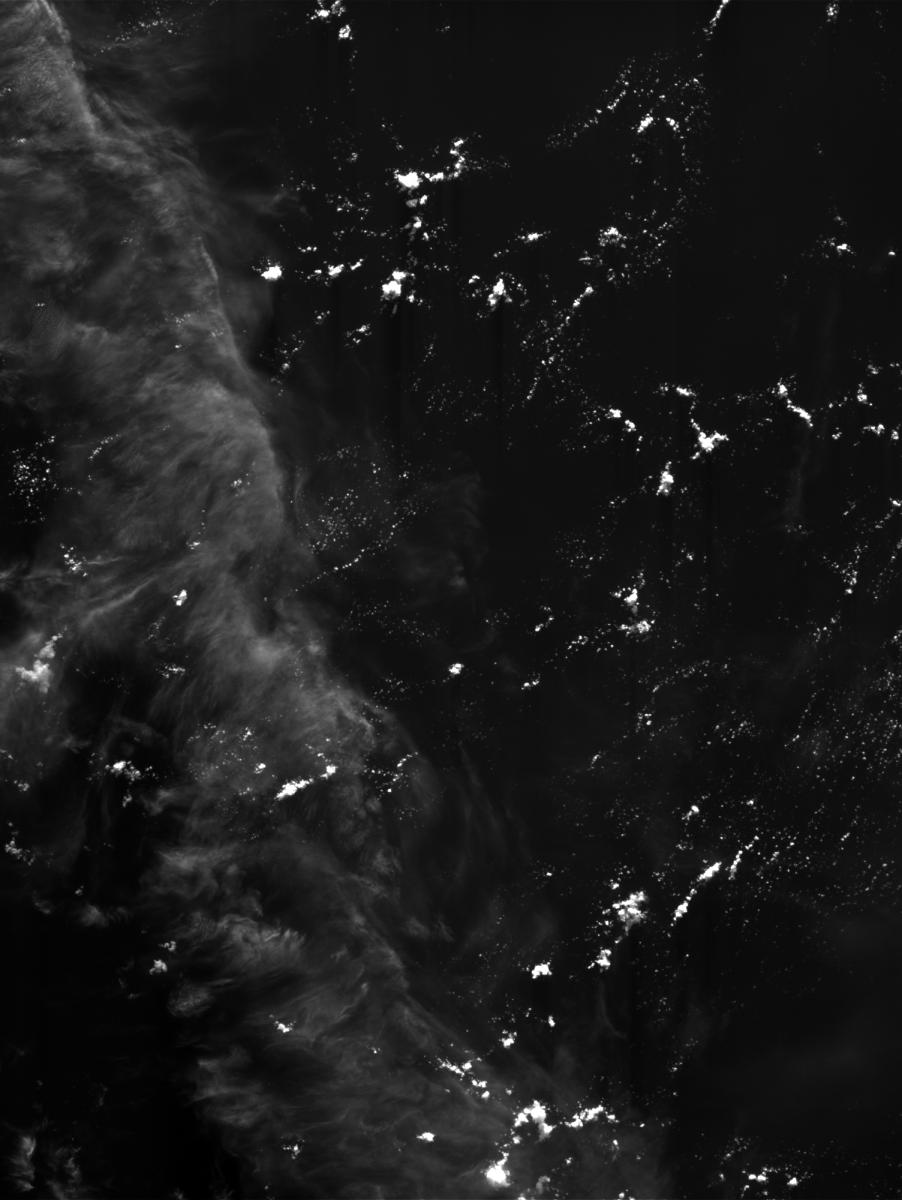 La Terra ripresa all’alba del 20 agosto 2024 dalla camera ottica JANUS a bordo di JUICE. Nell’immagine si vedono banchi di nuvole e l’Oceano Pacifico vicino alle Filippine.